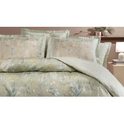 Комплект постельного белья Yataş Blossom пододеяльник 220x240, простыня 240x280, наволочки 50x70, двуспальный XL, зеленый