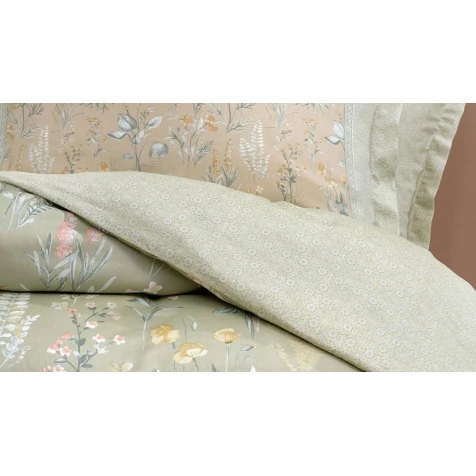 Комплект постельного белья Yataş Blossom пододеяльник 220x240, простыня 240x280, наволочки 50x70, двуспальный XL, зеленый