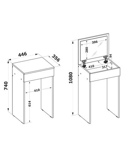 Makiyaj masası Art Mebel 46, laminat, 75x45x35 sm, sonoma