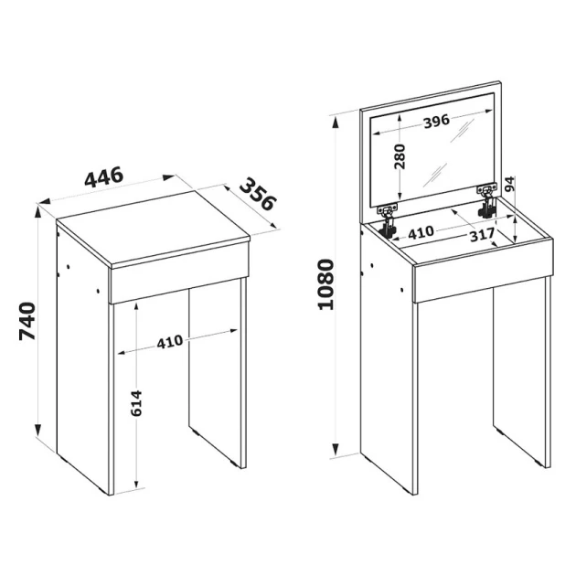 Туалетный столик Art Mebel 46, ламинат, 75х45х35 см, сонома