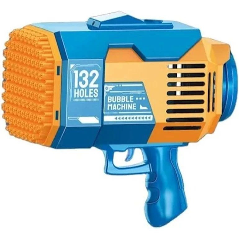 Устройство для мыльных пузырей JY355014, базука 132 отверстий, оранжевй/голубой