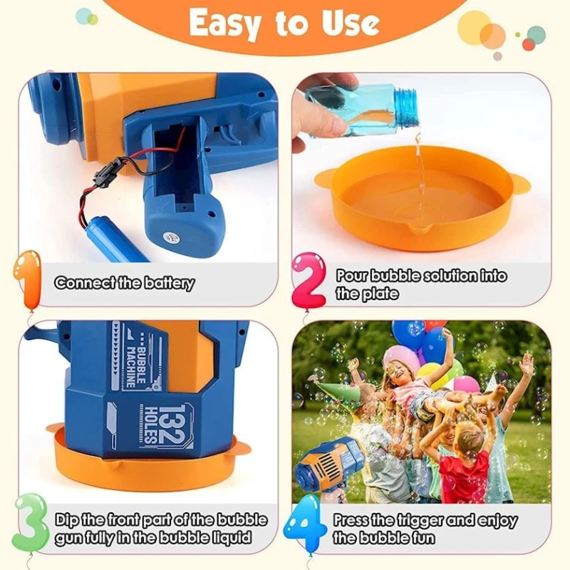 Устройство для мыльных пузырей JY355014, базука 132 отверстий, оранжевй/голубой