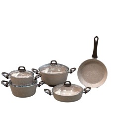 Qab-qacaq dəsti 181956662, qranit, krem, 9 parça