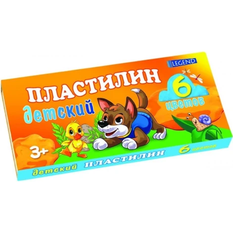 Пластилин детский Legend, 6 цветов, 60 г