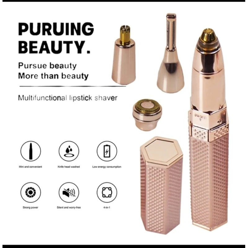 Триммер для лица, бровей, носа и ушей 4 в 1, розовый