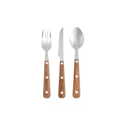 Набор столовых приборов Porland Woodea, мытье в посудомоечной машине, нержавеющая сталь, серебристый/коричневый, 21 см, на 6 персон, 18 предметов