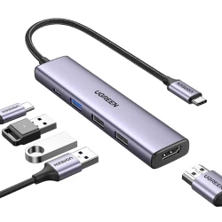 USB хаб Ugreen CM478 5-in-1 USB-C Multifunction Gray (15495) USB хаб Ugreen CM478 5-in-1 USB-C Multifunction Gray (15495)