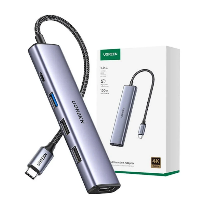 USB хаб Ugreen CM478 5-in-1 USB-C Multifunction Gray (15495) USB хаб Ugreen CM478 5-in-1 USB-C Multifunction Gray (15495)