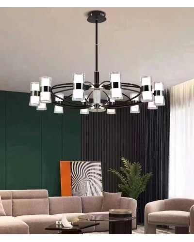 Asma çilçıraq Şəms Aydınlatma 85027-12, 12xLED, qara/xrom, metal/şüşə - 8561-12 LED