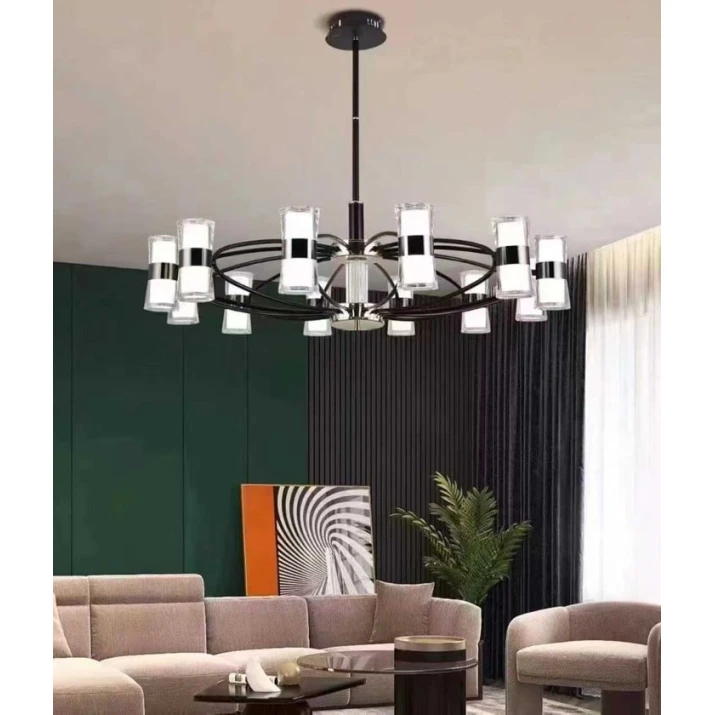 Люстра подвесная Şəms Aydınlatma 85027-12, 12xLED, черный/хром, металл/стекло - 8561-12 LED