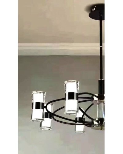 Asma çilçıraq Şəms Aydınlatma 85027-12, 12xLED, qara/xrom, metal/şüşə - 8561-12 LED