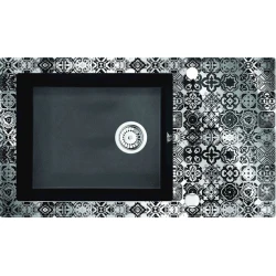 Кухонная мойка Deante Capella Precious ZSC_GP2C, стекло/гранит, черная, 86x50x22 см