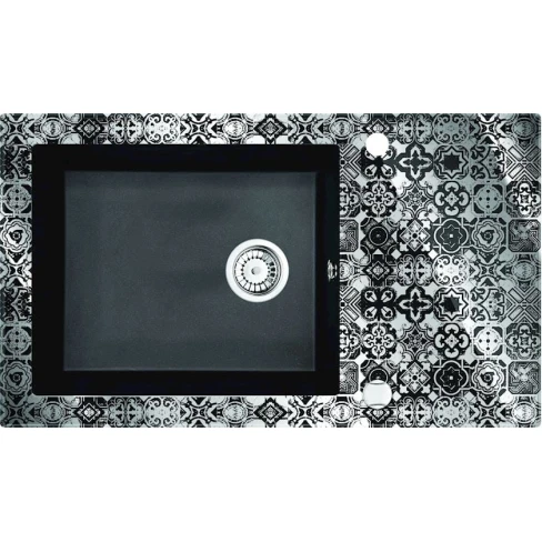 Кухонная мойка Deante Capella Precious ZSC_GP2C, стекло/гранит, черная, 86x50x22 см