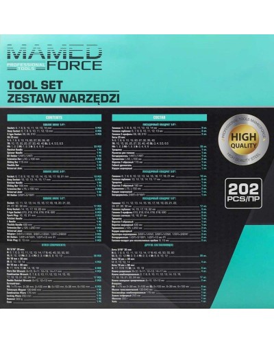 Alət dəsti Mamedforce MF-42022-5, 202 əşya
