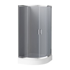 Duş kabini Deante Funkia 90x90x185 sm, yarıdairə, bərkidilmiş şüşə, xrom/qrafit