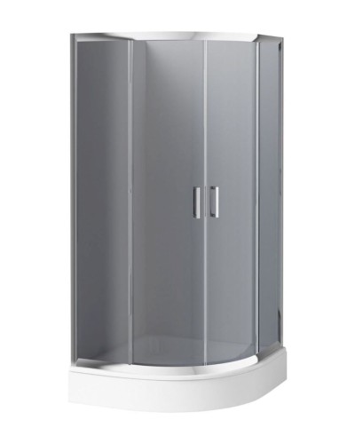 Duş kabini Deante Funkia 90x90x185 sm, yarıdairə, bərkidilmiş şüşə, xrom/qrafit