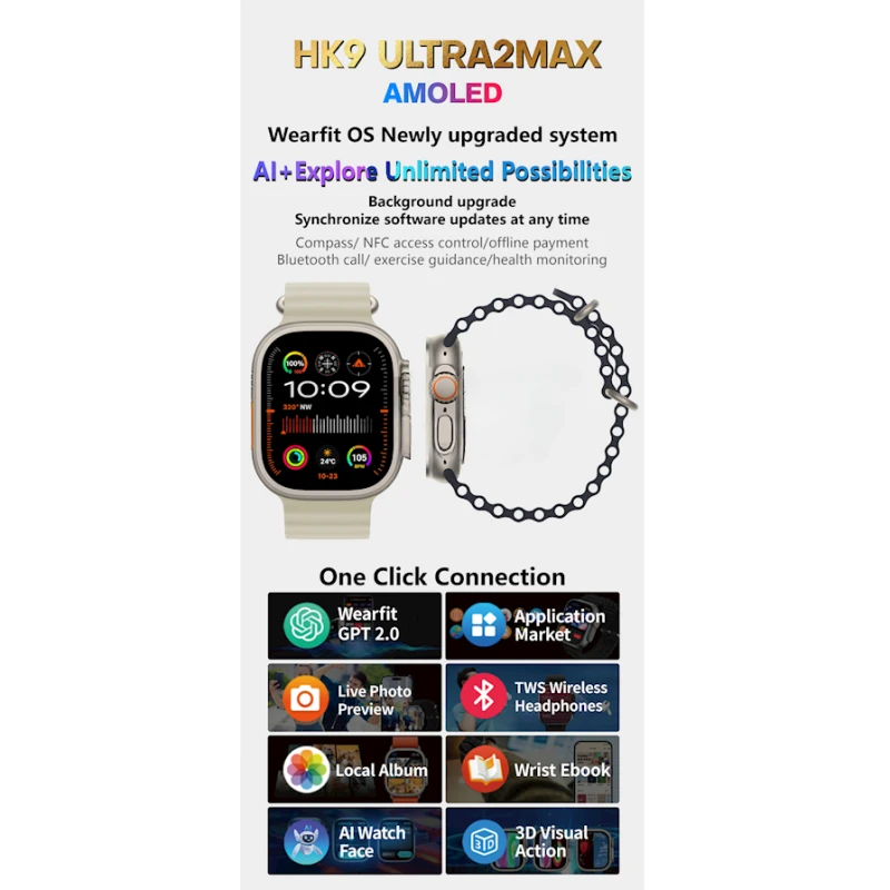 Умные часы Smart Watch HK9 Ultra 2 Max Green