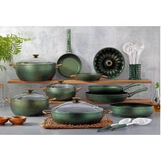 Qab-qacaq dəsti Bonera Vogue 5633, qranit, yaşıl, 20 parça