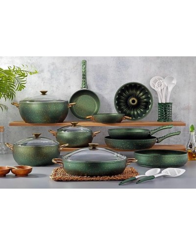 Qab-qacaq dəsti Bonera Vogue 5633, qranit, yaşıl, 20 parça