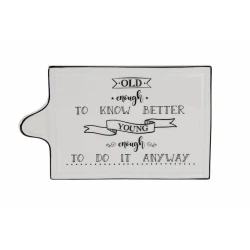 Сервировочная доска Porland Be Happy 04AP020412, белый/черный, 26 см