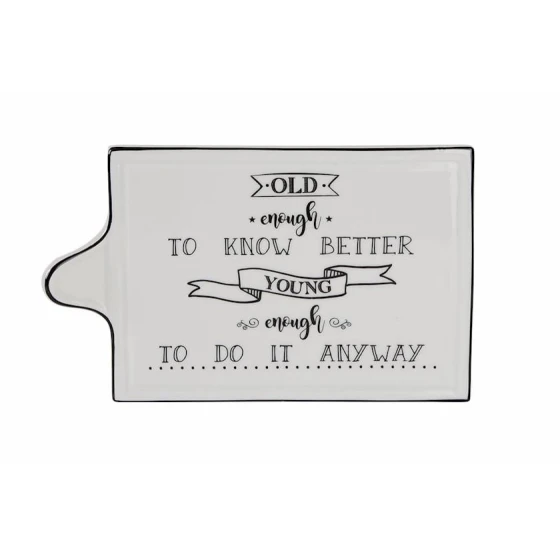 Сервировочная доска Porland Be Happy 04AP020412, белый/черный, 26 см Сервировочная доска Porland Be Happy 04AP020412, белый/черный, 26 см