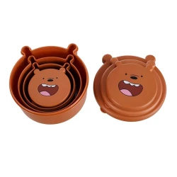 Набор ланч-боксов Miniso We Bare Bears 4 шт, пластик, коричневый Набор ланч-боксов Miniso We Bare Bears 4 шт, пластик, коричневый