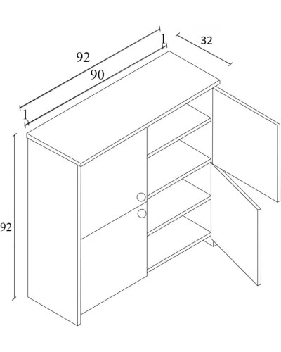 Komod ev_12116129, laminat, ağ, 92x32x92 sm