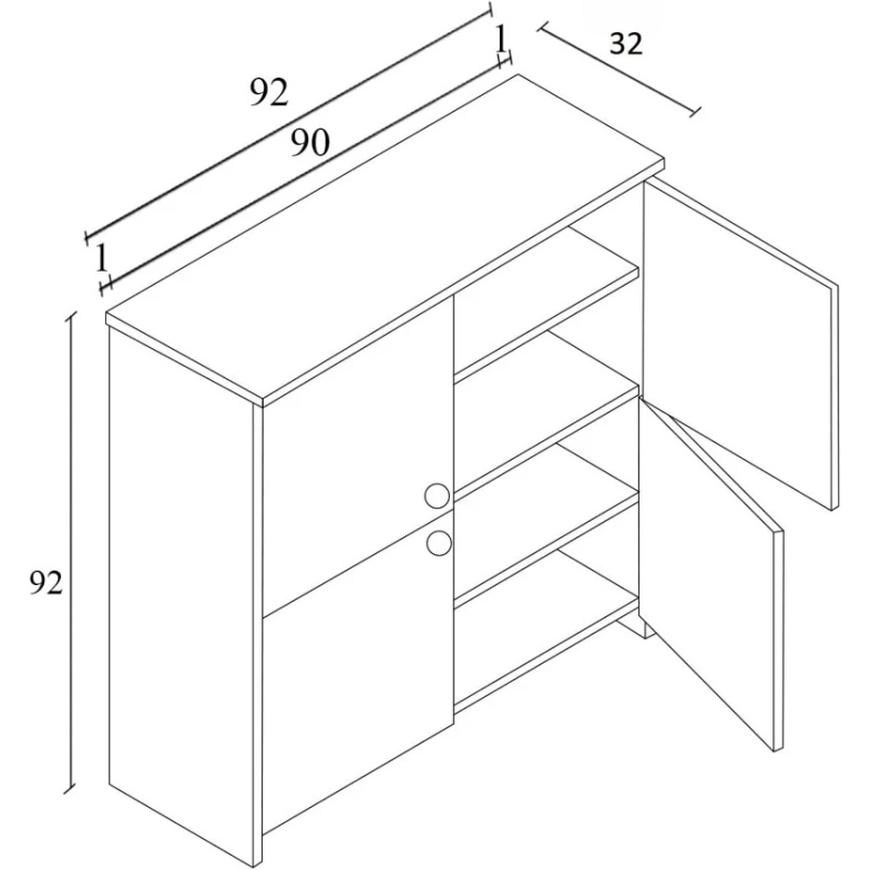 Комод ev_12116129, ламинат, белый, 92x32x92 см Комод ev_12116129, ламинат, белый, 92x32x92 см