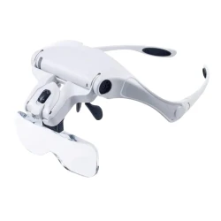 Лупа с креплением на голову и светодиодным фонарем NO.9892B2, белая Лупа с креплением на голову и светодиодным фонарем NO.9892B2, белая