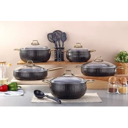 Набор посуды Bonera Florenza 4746, гранит, черный/золотистый, 10 предметов