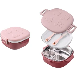 Набор ланч-бокс QQ00002P, пластик, розовый/бордовый Набор ланч-бокс QQ00002P, пластик, розовый/бордовый