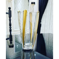 Ваза Gallery Home GLR-058, прозрачная/золотистая, 30 см