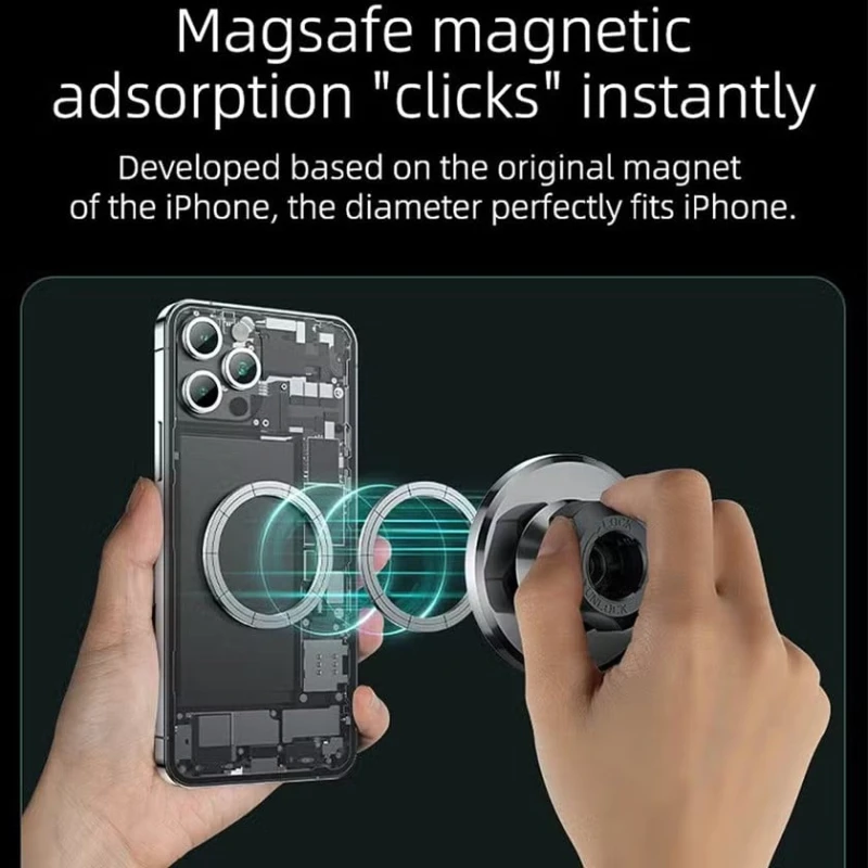 Магнитный автомобильный держатель для телефона Yesido C201 for Apple iPhone 12 to 15 Black