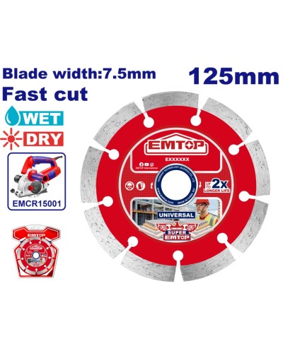 Almaz kəsmə diski Emtop EDDC01254, 125x7.5x22.2 mm