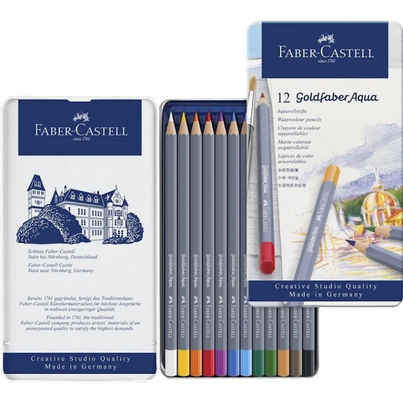 Набор акварельных карандашей Faber-Castell Goldfaber Aqua, 12 шт Набор акварельных карандашей Faber-Castell Goldfaber Aqua, 12 шт