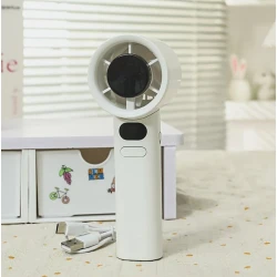 Portativ mini əl fanı, 120 tənzimləməli sürət ayarları, USB, ağ
