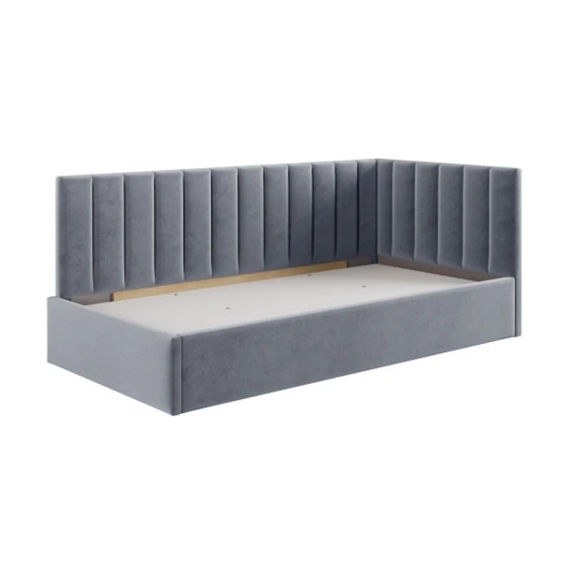 Односпальная кровать Art_tek_yataq 56, ламинат/текстиль, серая, 200x85x90 см