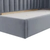 Односпальная кровать Art_tek_yataq 56, ламинат/текстиль, серая, 200x85x90 см