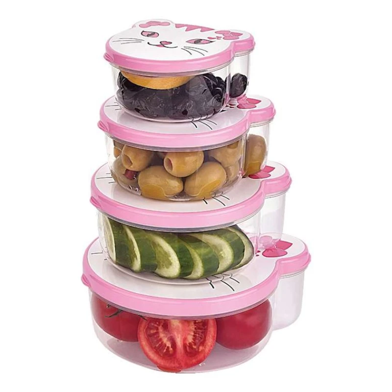 Konteyner dəsti Hobby life, plastik, 4 əd, 200/300/500/750 ml, şəffaf/çəhrayı Konteyner dəsti Hobby life, plastik, 4 əd, 200/300/500/750 ml, şəffaf/çəhrayı