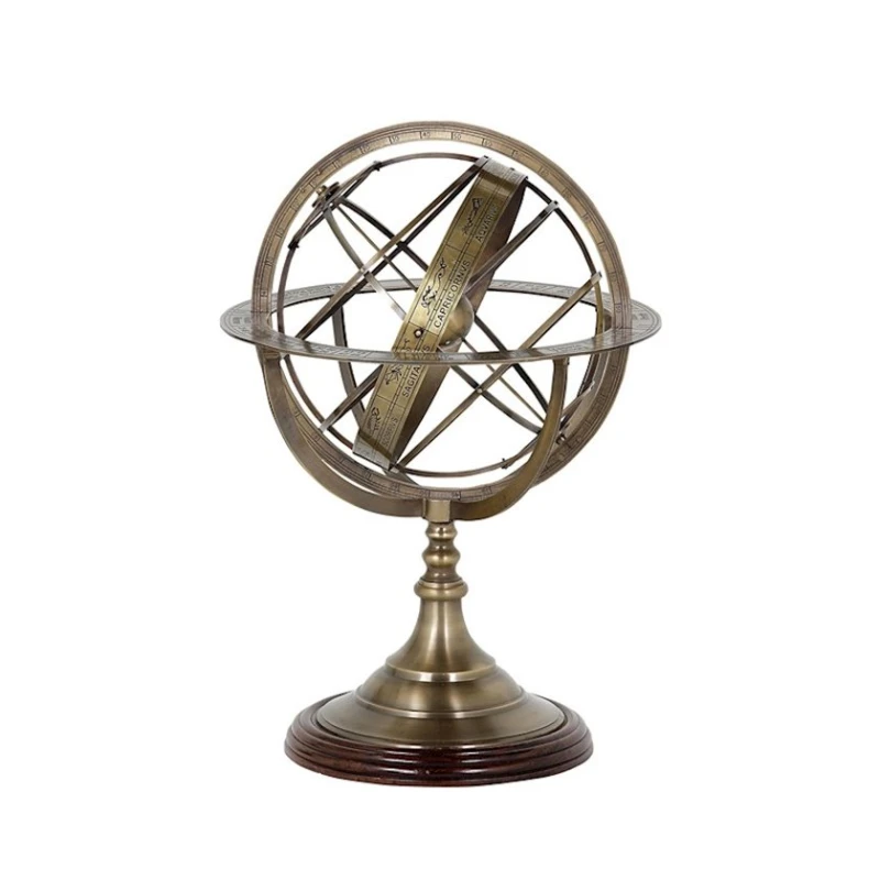 Декоративная фигурка Eichholtz Globe Глобус, 16x29 см, латунь/железо/дерево, золотистый