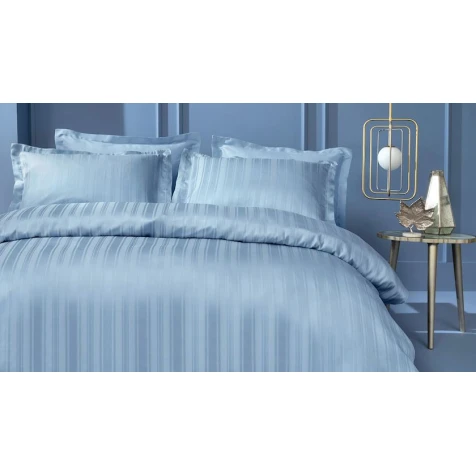 Комплект постельного белья Yataş Shelly, пододеяльник 200x220 см, простыня 260x240 см, наволочка 50х70 см (2 шт), двуспальный, бамбук/хлопок, голубой