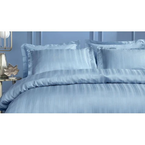 Комплект постельного белья Yataş Shelly, пододеяльник 200x220 см, простыня 260x240 см, наволочка 50х70 см (2 шт), двуспальный, бамбук/хлопок, голубой