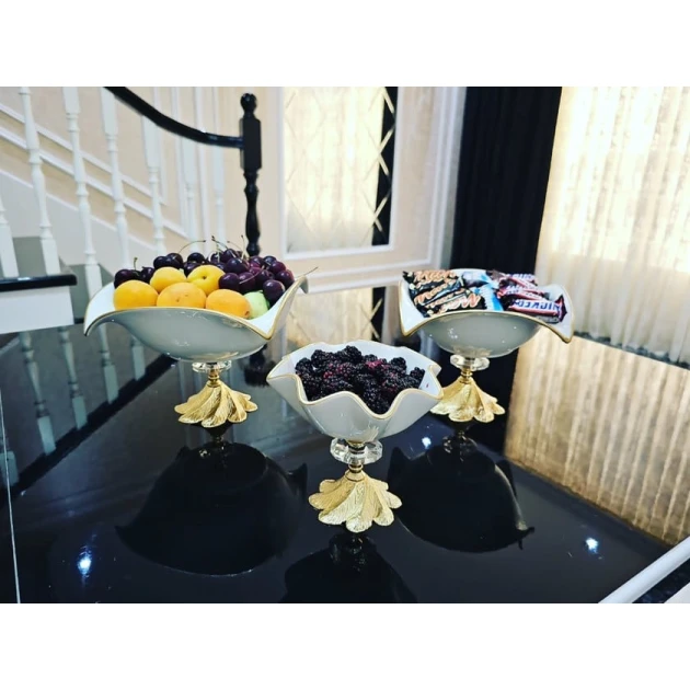 Набор Gallery Home GLR-112, белый/золотистый, 15/26/29 см, 3 шт Набор Gallery Home GLR-112, белый/золотистый, 15/26/29 см, 3 шт