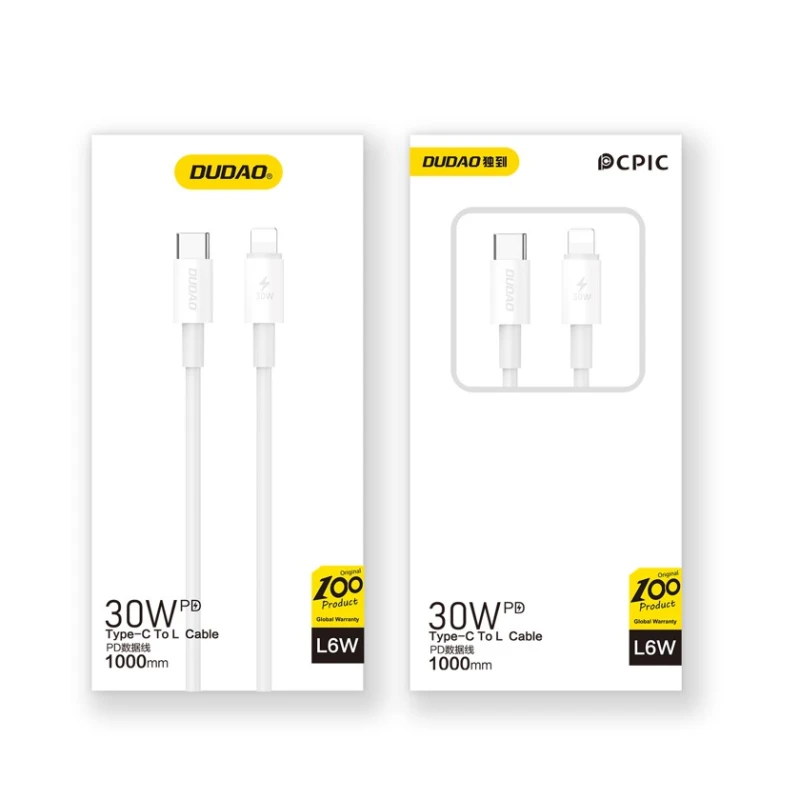 Kabel USB DUDAO L6W Type-C to Lightning PD 30W, 1 m, Ağ