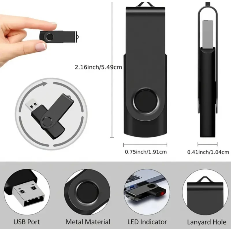 Флеш-карта Swivel USB2.0 4 ГБ, чёрная