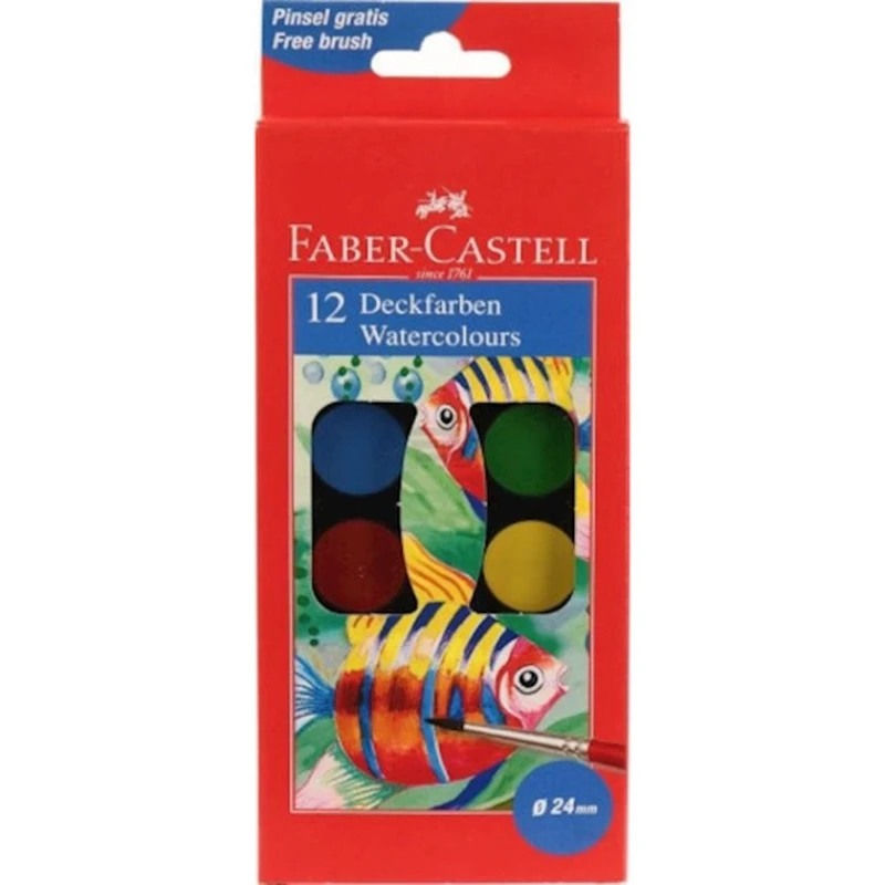 Краски акварельные сухие Faber-Castell, пластик, 12 цветов, 3+ лет, 24 мм Краски акварельные сухие Faber-Castell, пластик, 12 цветов, 3+ лет, 24 мм