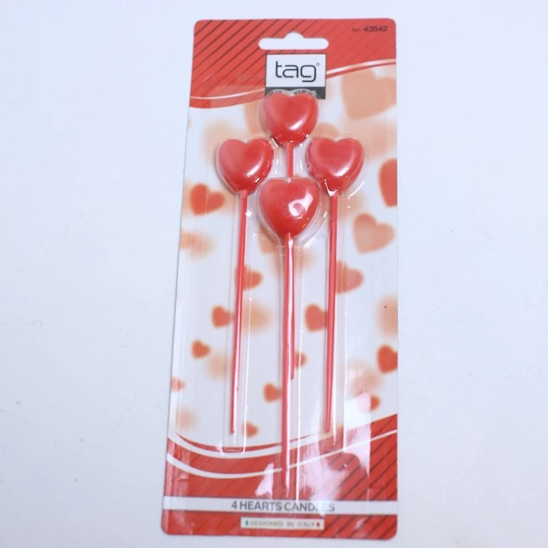 Tort üçün ürək formasında şam dəsti Papstar, 4 ədəd