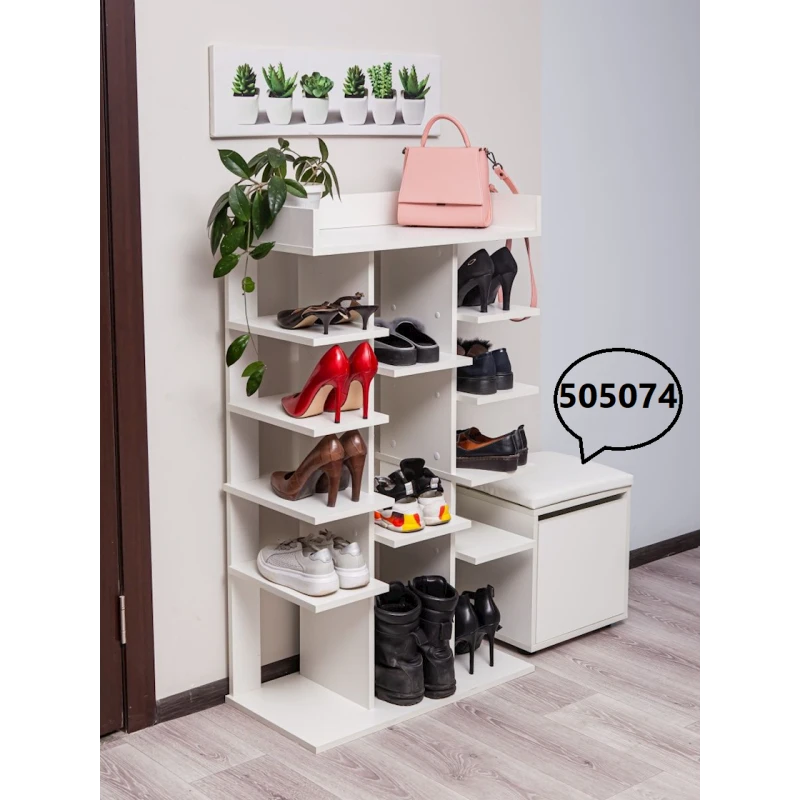 Подставка для обуви Letta, 119х35х69 см, ЛДСП, белая Подставка для обуви Letta, 119х35х69 см, ЛДСП, белая