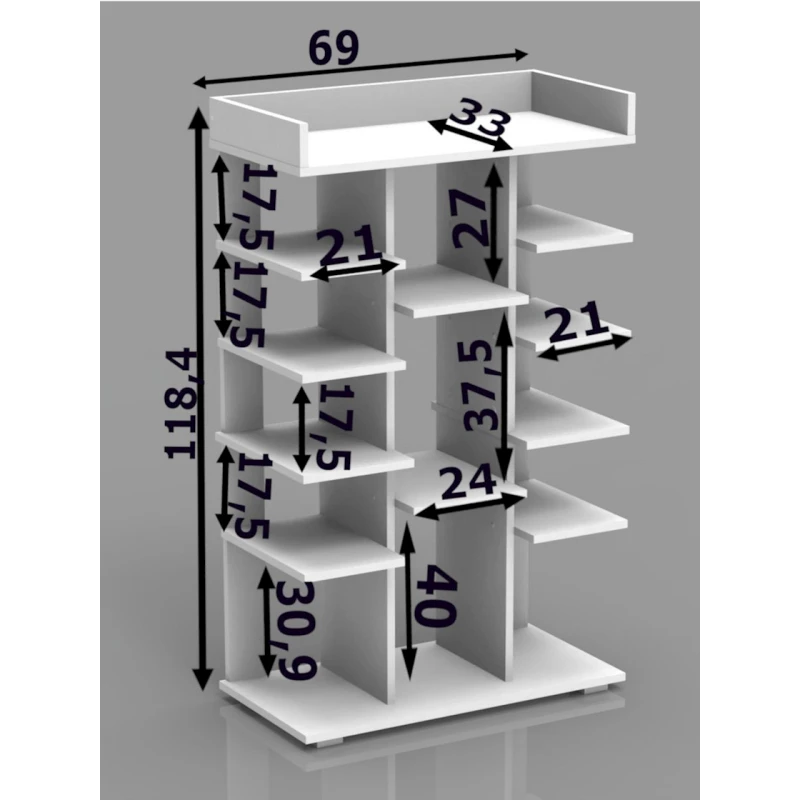 Подставка для обуви Letta, 119х35х69 см, ЛДСП, белая Подставка для обуви Letta, 119х35х69 см, ЛДСП, белая
