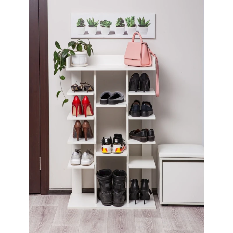 Подставка для обуви Letta, 119х35х69 см, ЛДСП, белая Подставка для обуви Letta, 119х35х69 см, ЛДСП, белая